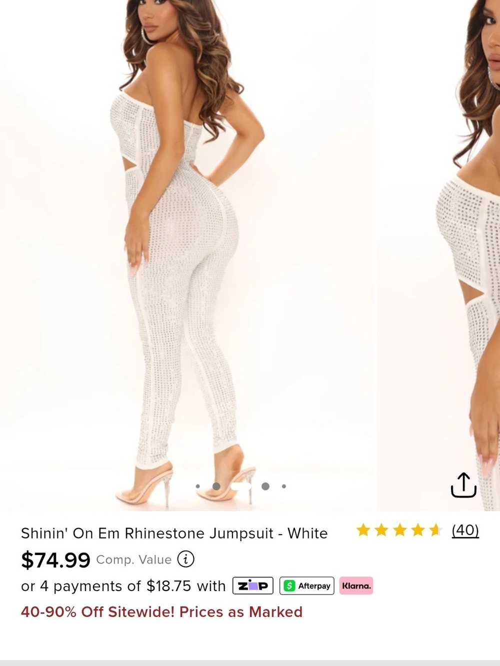 Fashion Nova White Rhinestone Strapless Jumpsuit